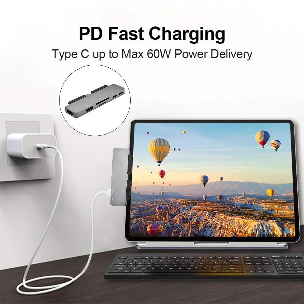 USB C концентратор 7 в 1 USB C адаптер USB 3,0 TF кард-ридер USB C Универсальная док-станция для ноутбука или смартфона