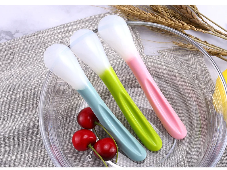Healthy Baby Spoons Soft-Tip First Stage Silicon Feeding Training Spoons Travel Case for Infant Baby Easy Clean