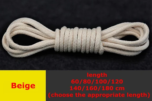 1 Pair Round Shoelaces Classic High Quality Waxed Cotton Waterproof Shoe Laces Outdoor Leisure Leather Shoelace Beige