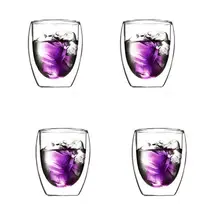 4 шт. 250 мл двухслойная чашка для эспрессо прозрачная стеклянная кофейная чайная термостойкая кружка