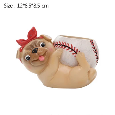 Baseball Скандинавские милые Мультяшные собаки футбол животные цветочный горшок Куклы Ремесла Сад вечерние цветы из смолы настольные украшения украшение дома - Цвет: Baseball