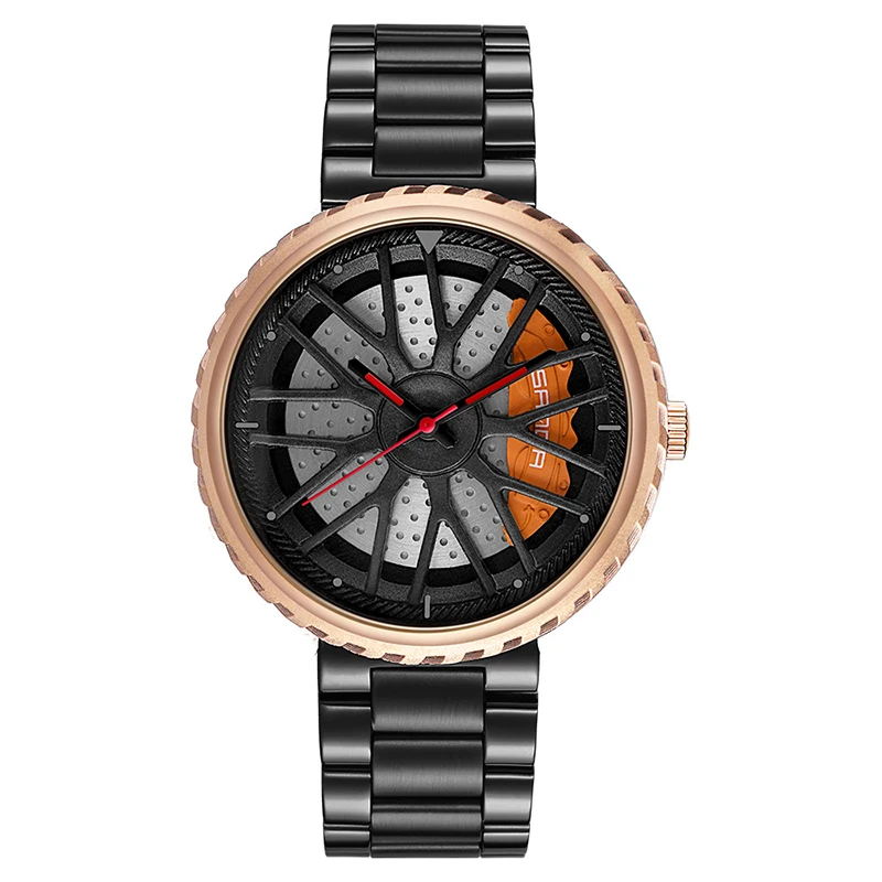 Мужские часы Relojes Hombre, новинка, спортивные, для автомобиля, колеса, шины, циферблат, мужские часы, Топ бренд, роскошные часы из нержавеющей стали, ремешки, кварцевые часы - Цвет: Розовый