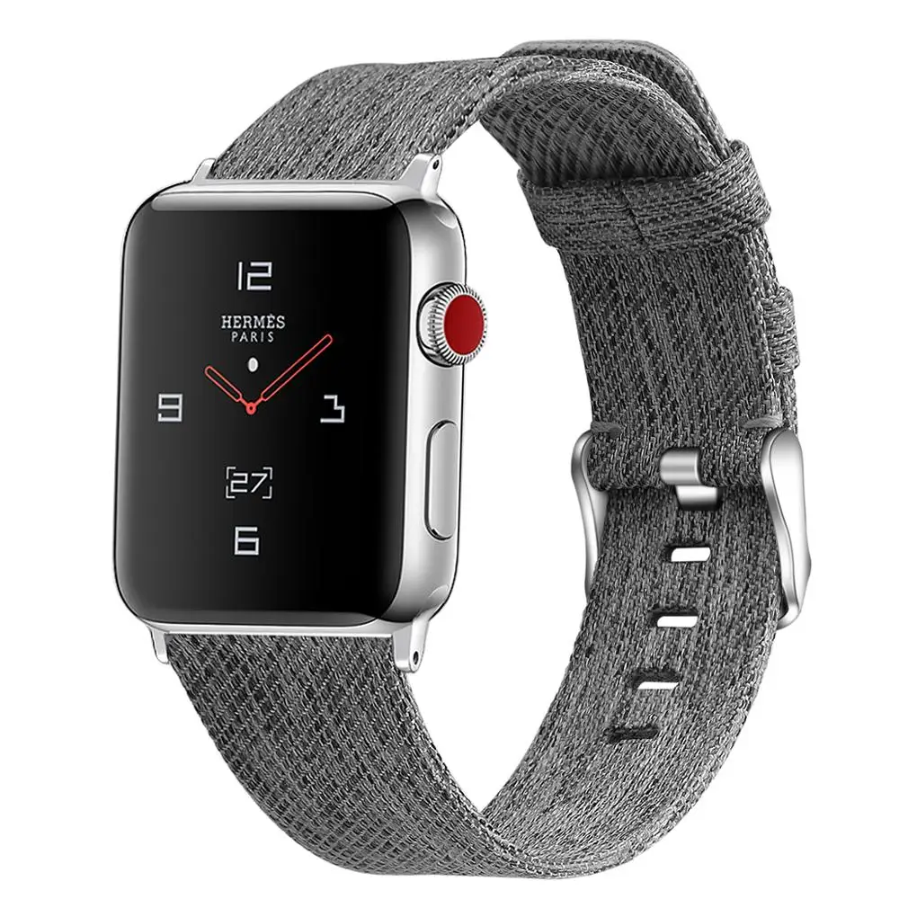 Ремешок совместимый для Apple Watch ремешок 44 мм 42 мм серия 5 4 3 холст correa для iwatch 38 мм pulseira аксессуары для мужчин и женщин - Цвет ремешка: Black ash
