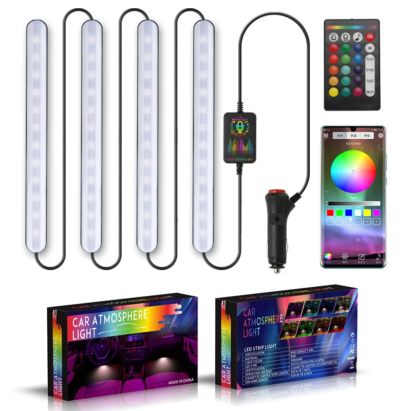 Car RGB LED Music Voice Sound Control Car Interior Decorative Atmosphere Auto RGB Pathway Floor Light Strip Remote Control 12V Car RGB LED Music Voice Sound Control Car Interior Decorative Atmosphere Auto RGB Pathway Floor Light Strip Remote Control 12V