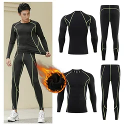 Winter Men's Thermal Underwear Compression Sports Running Suit Fitness Tight Tracksuit Rashguard For Men Gym Jogging Sportswear