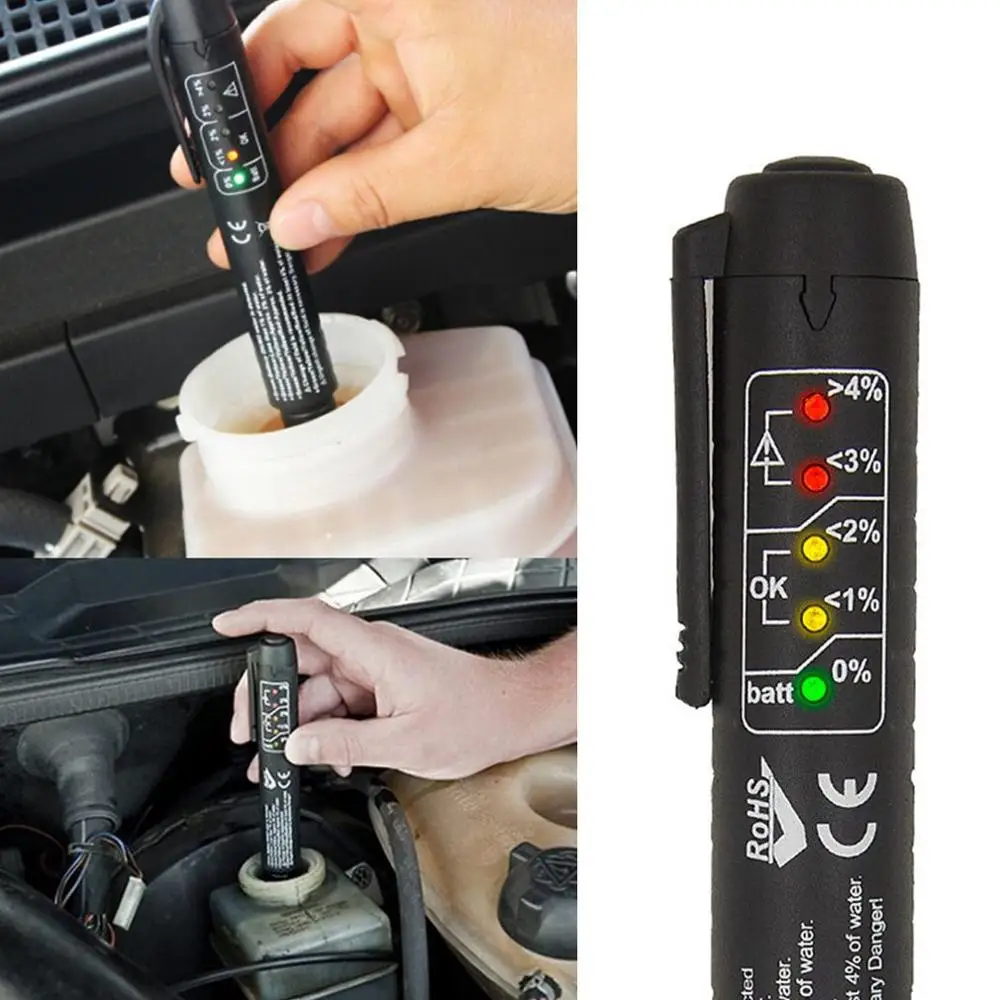 

Brake Fluid Liquid Tester Oil Check Pen Auto 5 LED Car Vehicle Testing Tool for Testing DOT3 DOT4 DOT5 Brake Fluid