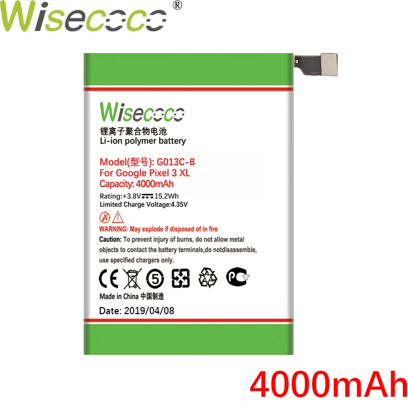 WISECOCO 4000 мАч G013C-B батарея для телефона htc Google Pixel 3 XL новейшее производство высокое качество батарея+ номер отслеживания