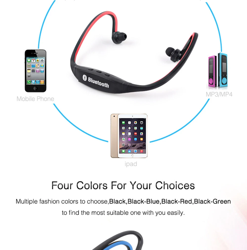 S9 Plus Bluetooth наушники спортивные беспроводные наушники Поддержка TF/SD карты Bluetooth гарнитура музыкальные наушники с микрофоном для Xiaomi