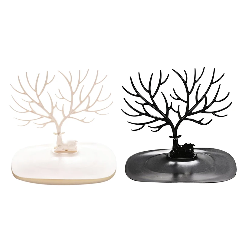 

2 Pcs Deer Tree Rack Display Stand Holder Organizer for Earrings Necklace Ring Beautiful Home Decoration(Black & White)
