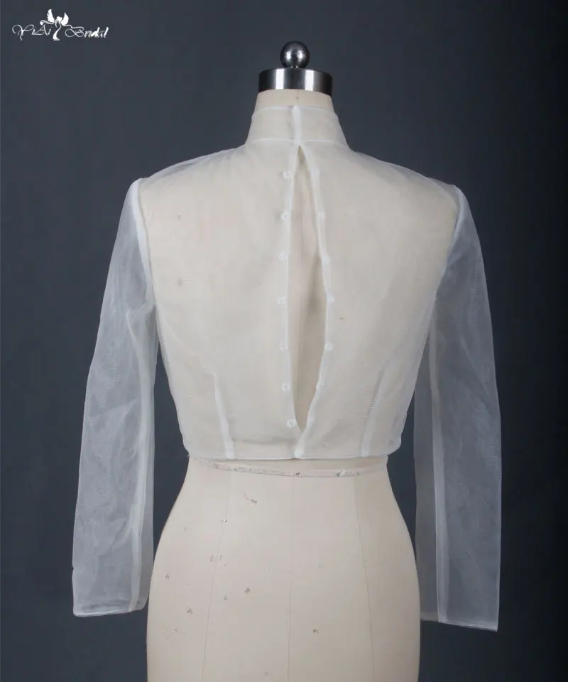 RSJ10 Clear Button Bridal Tulle Bolero Jacket