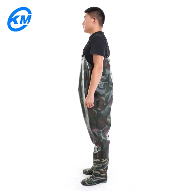 PVC knitted fabric fishing waders with anti-slip sole boots