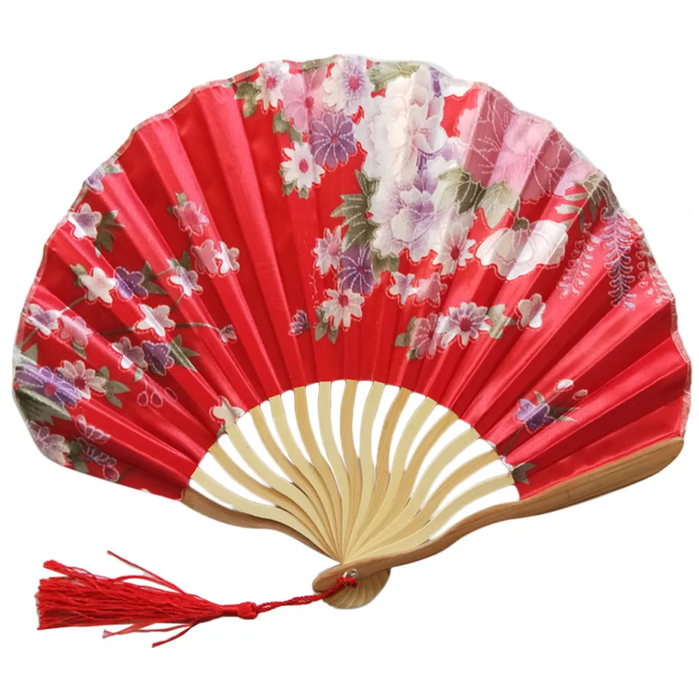 Chinese Style Pattern Hand Held Fans Silk Bamboo Folding Handheld