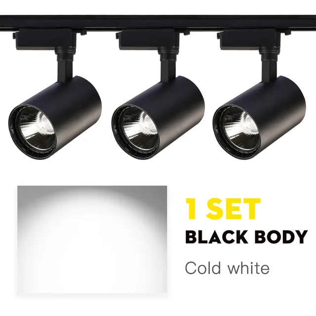 Cold white 1 set 12 Вт/20 Вт/30 Вт COB светодиодный светильник светодиодный рельсовый светильник светодиодный s Точечный светильник s iluminacao осветительный прибор для магазина - Испускаемый цвет: Cold white 1 set
