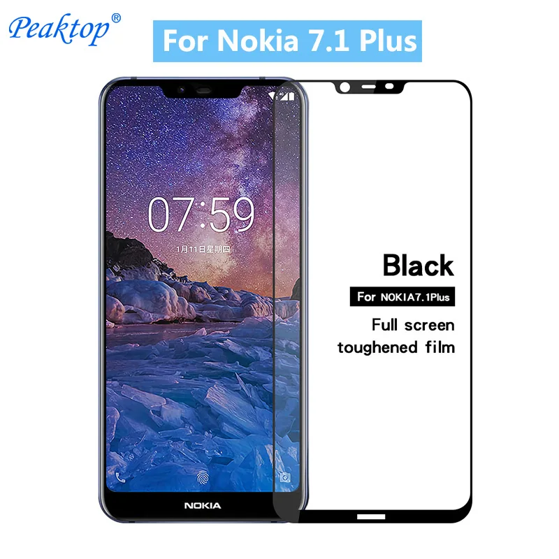 Для Nokia 7 1 Plus Оригинал MOFi 9H полное покрытие Закаленное стекло Защитная пленка для