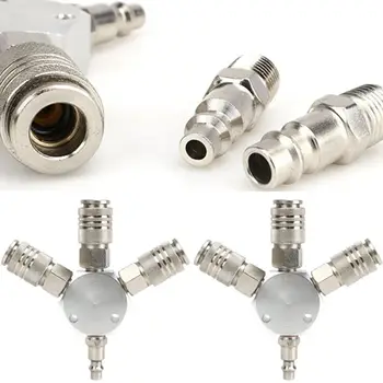 

3-Way Quick Connector 1/4'' Quick Coupler Air Hose Coupling Pneumatic Tools