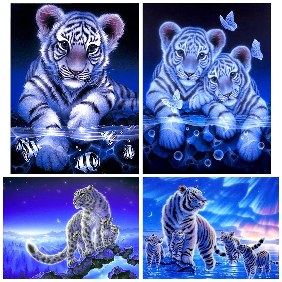 Алмазная живопись 5D Тигр картина с полными квадратными/круглыми стразами