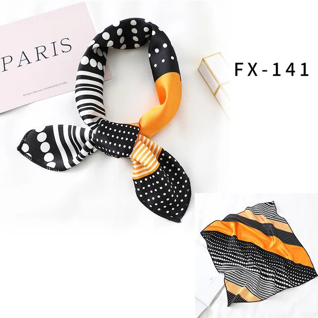 2021 Square Silk Scarf Women Fashion Print Small Neck Scarfs Office Lady Hair Band Foulard Hand Kerchief Female Bandana Shawl FX-141