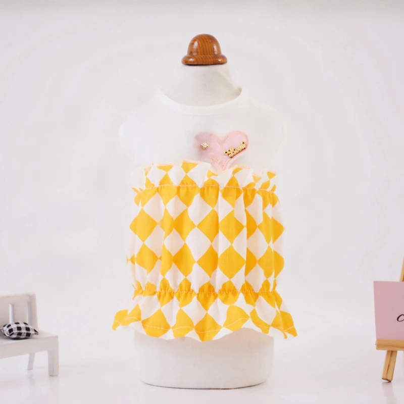 Летнее платье для собак; хлопковая одежда для маленьких собак; кружевное платье принцессы в форме сердца для щенков; платье для чихуахуа; Mascotas Roupa