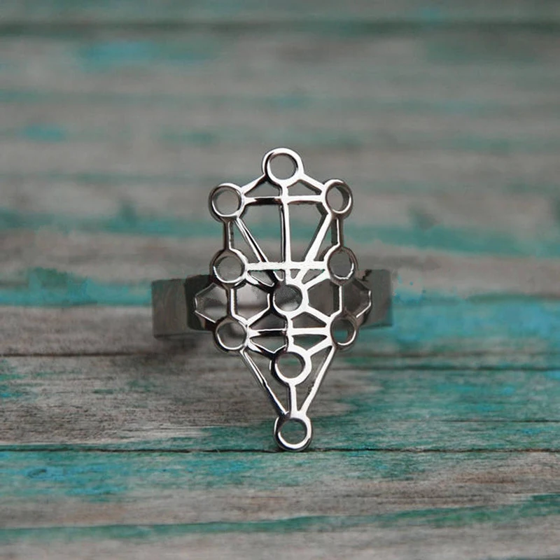 Sephirot(Kaballah Tree of life) кольцо с серебряным покрытием, модное ювелирное изделие для женщин