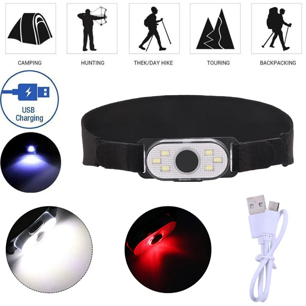 LED Headlamp USB Rechargeable 4 Modes For Camping Running Walking At Night outdoor portable headlight flashlight Фонарик фара