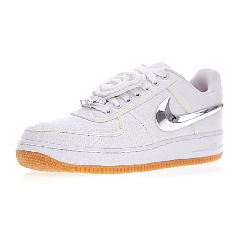 Nike Air Force 1 Low принтом Трэвиса Скотта, Для женщин Скейтбординг обувь Для женщин на открытом воздухе кроссовки удобная обувь, белый, Цвет AQ4211-100