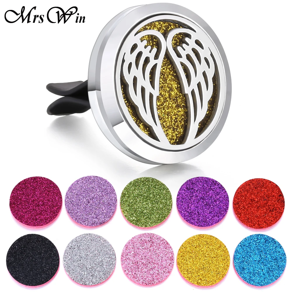 

Aromatherapy Jewelry Angel Wings Car Perfume Diffuser Stainless Steel Vent Freshener Car Essential Oil Diffuser Necklace Lockets