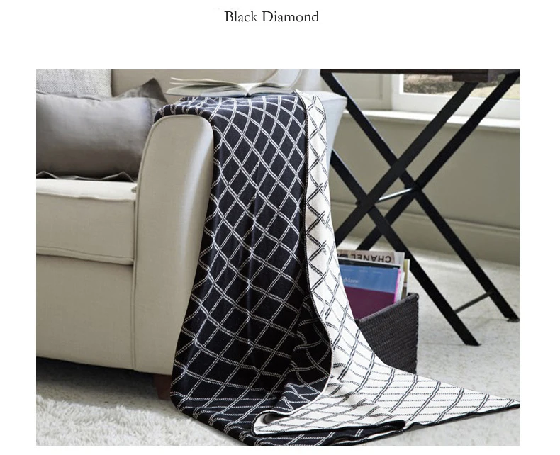 black diamond Хлопковое жаккардовое покрывало для дивана, вязаное одеяло, домашнее декоративное покрывало для дивана с крестиком, настенный гобелен, зимнее одеяло для телевизора - Цвет: black diamond