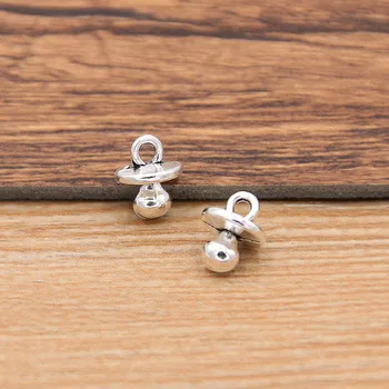 

60pcs 7*9mm Metal Alloy Photo Color Mini Baby Pacifier Charms Daily Necessities Pendants For Jewelry Making DIY Handmade Craft