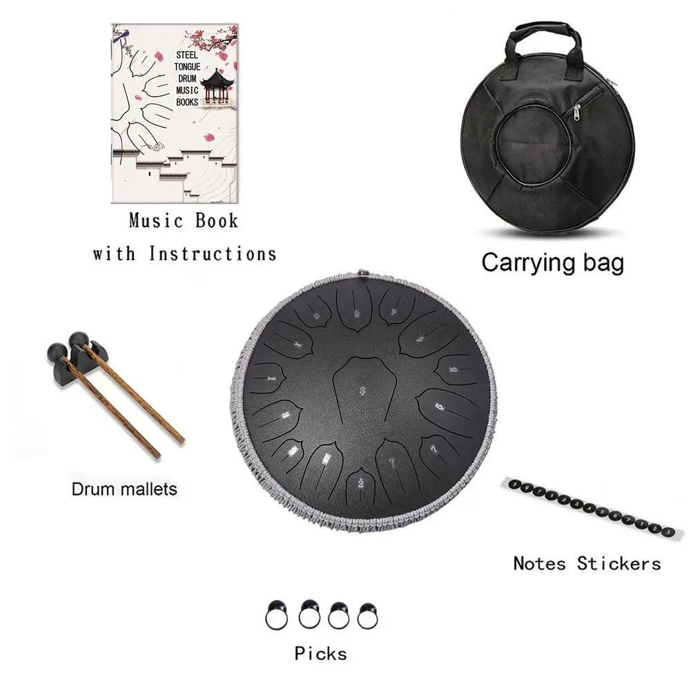 Manual de Percussão e Instrumento Musical para Crianças com Estojo Tambor de Língua de Aço com 15 Tons Tambor - Image 6