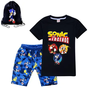 

Fashion 2020 New Baby Boys sonic Print Series T-shirt+shorts Mario Supersonic Kids Girls Suit Casual Children's Sets Clothing