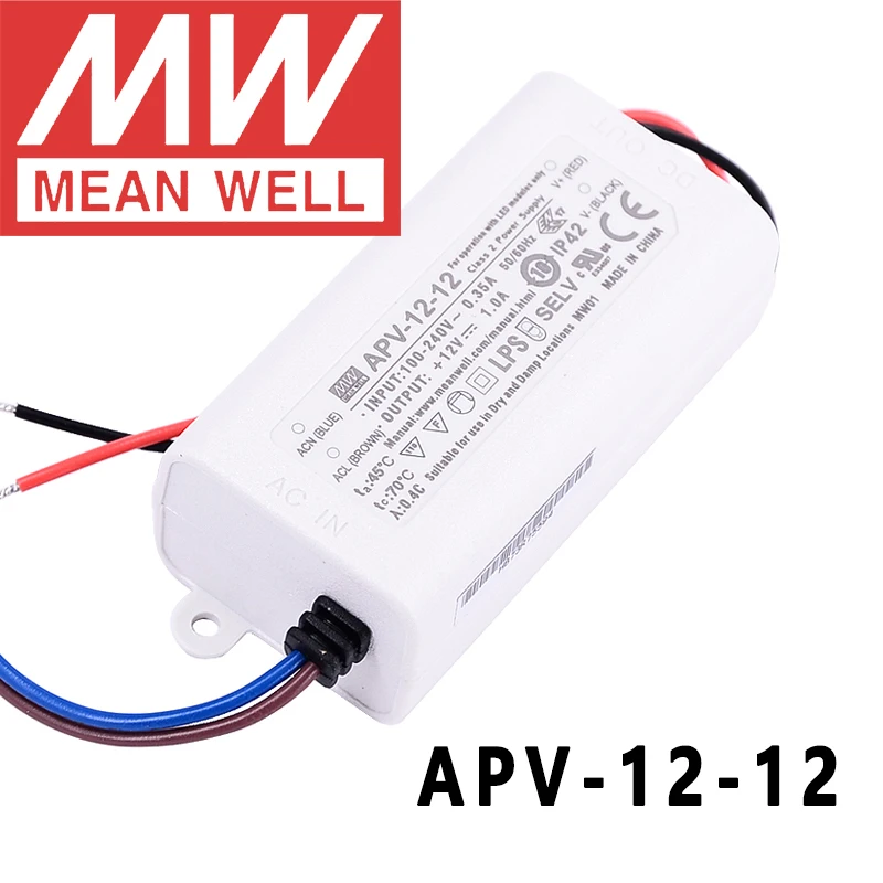 Original Mean Well APV-12-12 meanwell 12V/1A Constant Voltage design 12W Single Output LED Switching Power Supply | Обустройство дома