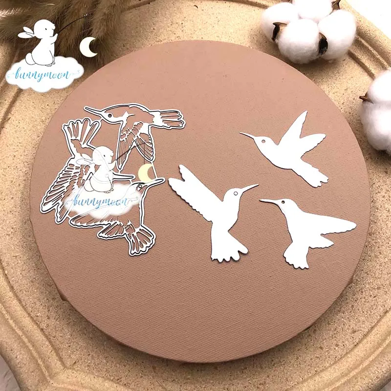 Bunnymoon в форме трех птиц металлический Трафаретный вырубной штамп 3D &quotсделай