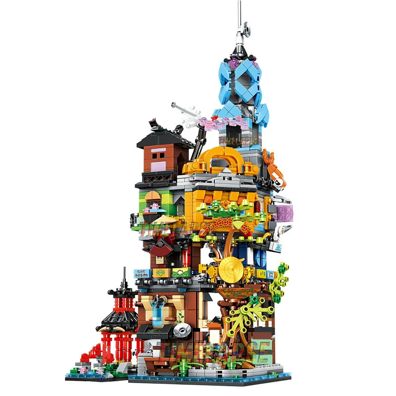 New 2021 Series City Gardens Temple of Airjitzus House Village Season 15 Building Blocks Classic Model Sets Bricks Kids Kits TV | Игрушки и