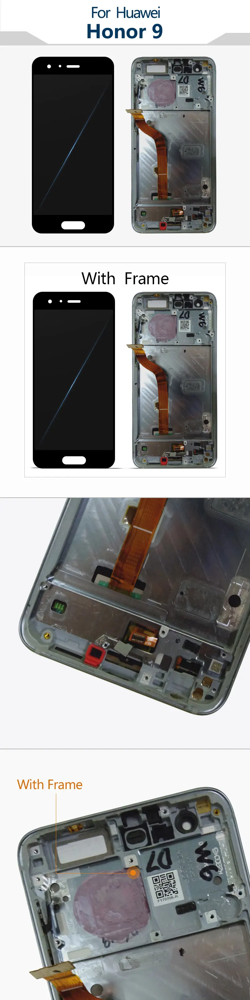 Для huawei Honor 9 STF-L09 STF-AL10 STF-AL00 ЖК-дисплей Экран Дисплей Digitizer Замена с рамкой для Honor 9 Дисплей