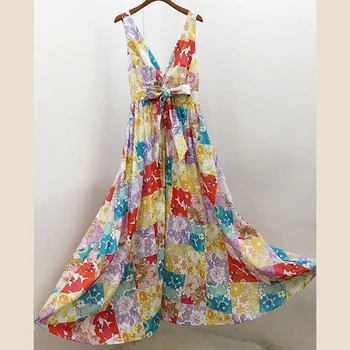 

Women Beach Dress Summer Print Clothes Party Dress Casual Short Sundress Floral Silk Dress