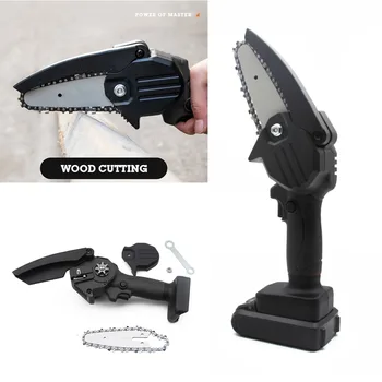 

Mini Cordless Electric Chainsaw 220V Handheld Rechargeable Electric Saw With Battery UK Charger Set for Wood Branch Cutter