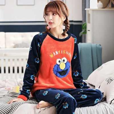 Большие размеры, L-6XL, 7XL, зимние женские плотные фланелевые пижамы, комплекты для женщин, пэчворк, коралловый флис, Мужская большая Пижама, теплые комплекты, 24 цвета - Цвет: model 9