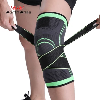 WorthWhile 1PC Sports Kneepad Men Pressurized Elastic Knee Pads Support Fitness Gear Basketball Volleyball Brace Protector 1