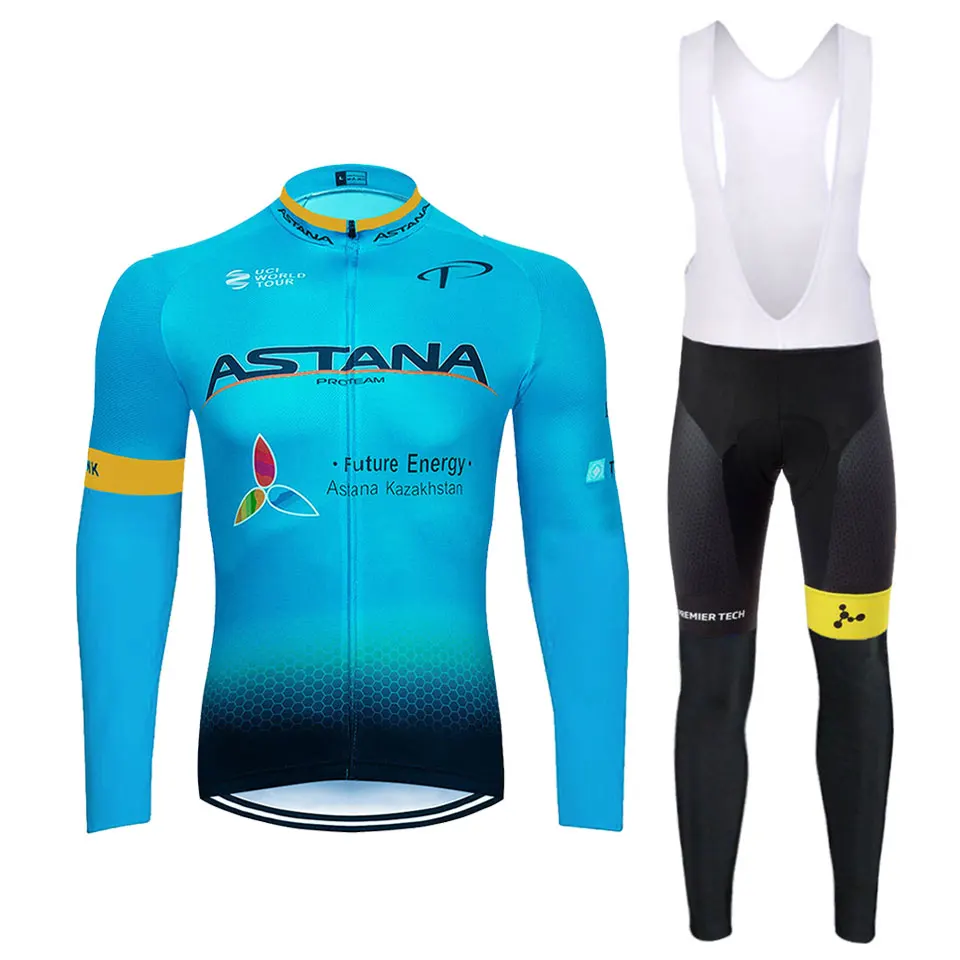 Черный астана Велоспорт Джерси 9D pad велосипед брюки набор MTB Ropa Ciclismo тепловой Би Велоспорт Майо брюки