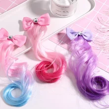 Новые Девушки градиент цвета парики лук шпильки Принцесса Вечерние красочные зажимы для волос заколки головная повязка, аксессуары для волос