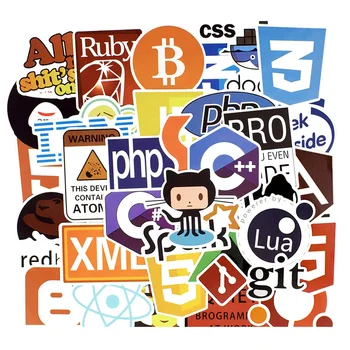 

50 PCS Internet Programming Stickers Software Html Logo Funny Cool Stickers for Geeks Hackers Developers to DIY Laptop Phone Car