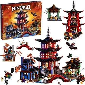

737pcs Diy Ninja Temple of Airjitzu spinjitzu Building Blocks compatible ninjagoed Lepining sets Toys for Kids Bricks