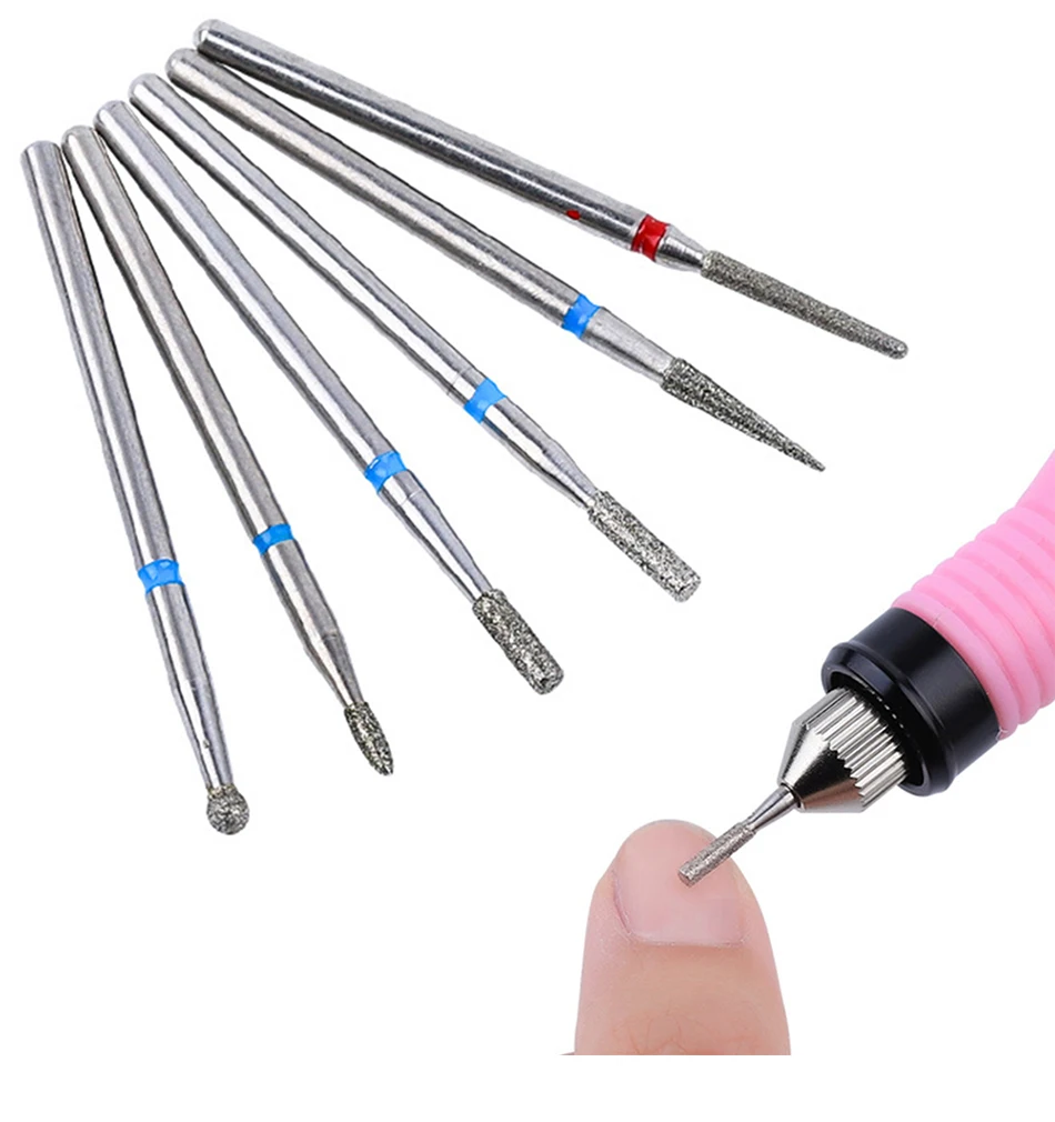 6 Pcs/Set Nail Drill Bits Diamond Burr Nail Drill Bit File For Manicure 3/32" Milling Cutter Pedicure Gel Nail Art Tools Files