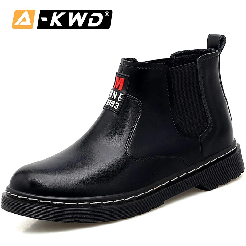 Ботинки мужские зимние из натуральной кожи без шнуровки с высоким берцем | Обувь