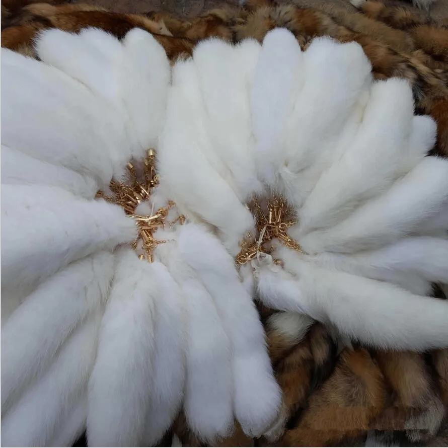 

Супер огромный белый пушистый хвост из натурального Лисьего меха, игрушка для косплея, ручная сумка, кольцо с крючком и кисточками