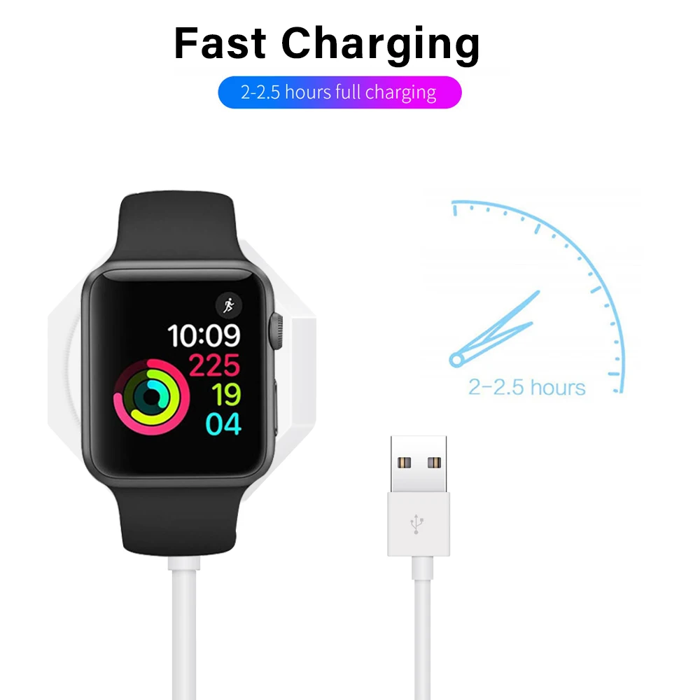 Переносное Беспроводное зарядное устройство для apple watch Series 1 2 3 4 магнитное зарядное устройство для iwatch 3,3 футов 1 м usb кабель быстрозарядная станция