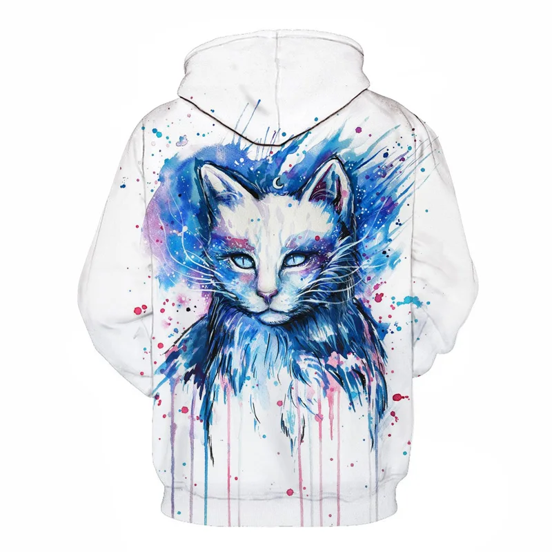 3D hoodies color painting cat pattern printed hoodies spring autumn men women loose sweatshirt street clothing baseball uniform