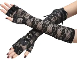 European and American Sexy Lace Bandage Gloves Long Fun Temptation Ribbon Etiquette Ball Gloves Hand Sleeves Fingerless Mittens