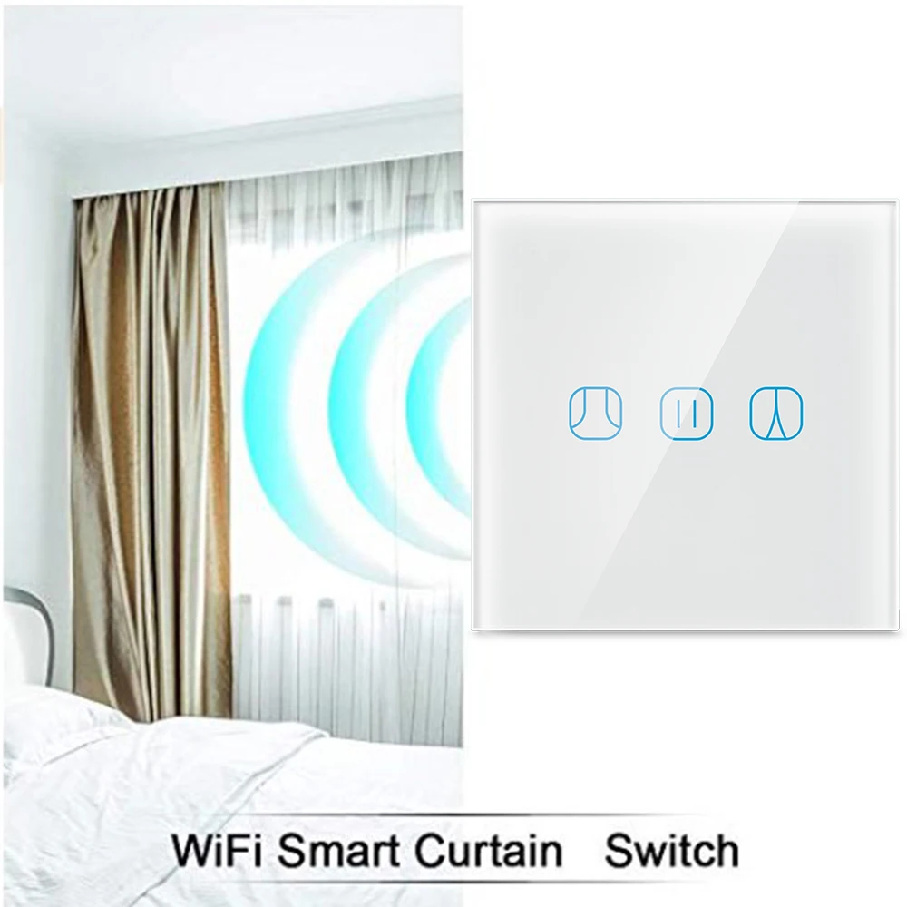 ACCKIP Tuya Smart Wifi Управление светодиодный сенсорный настенный занавес переключатель Alexa Голосовое управление Умный затвор переключатель EU/UK Тип занавес переключатель