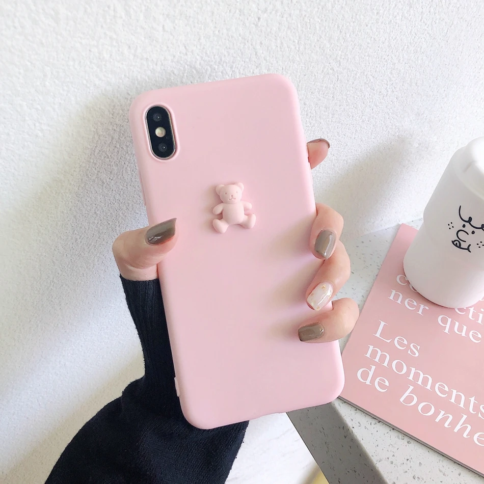 3D Cute Pig Dog Panda Bear DIY Case For Samsung A50 A70 A40 A20 A60 A80 Pizza Burger Cake Cover For Galaxy M10 M20 M30 Soft Case - Цвет: Bear U